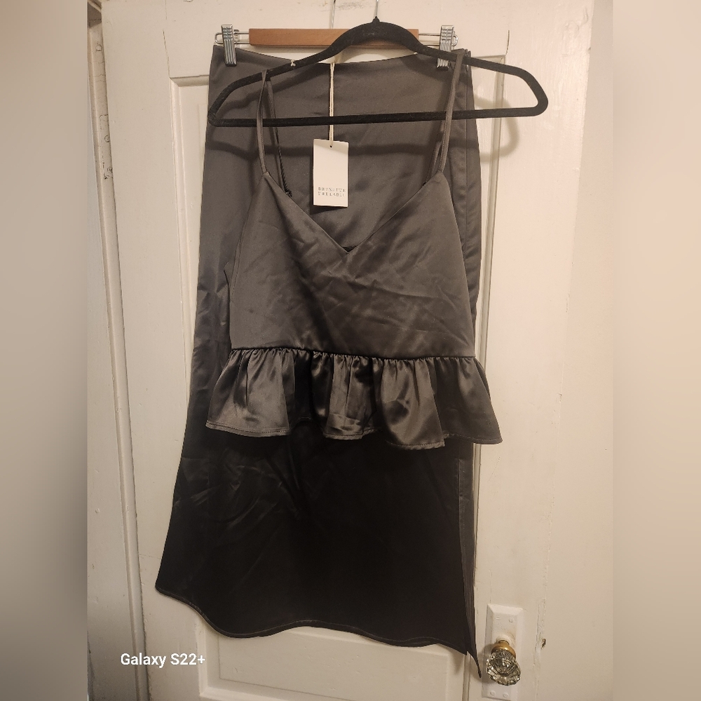 Brunette The Label Charcoal Satin Fabric